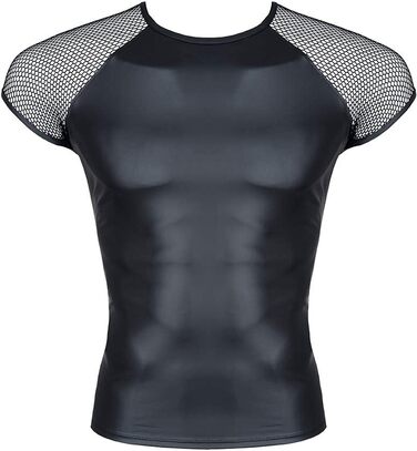 Чоловіча футболка Regnes Fetish Planet з еластичного матеріалу Wetlook та сітки, чорна, розмір XXL