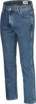 Чоловічі стрейч-джинси Wrangler Texas Regular Fit Authentic Straight (Stonewash) з коричневим ременем, розмір 50W / 32L
