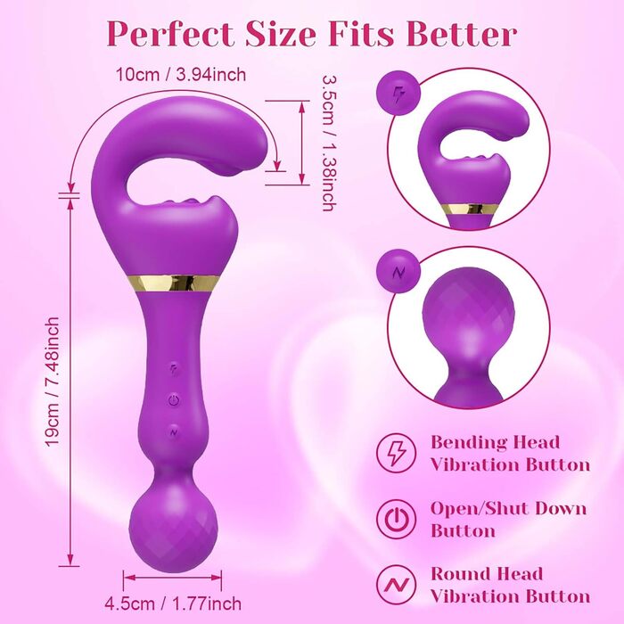 Вібратор дилда LYAMais G-Punkt з двома головками, 10 режимів вібрації, силікон, для жінок, парні ігри, стимулятор клітора, фіолетовий