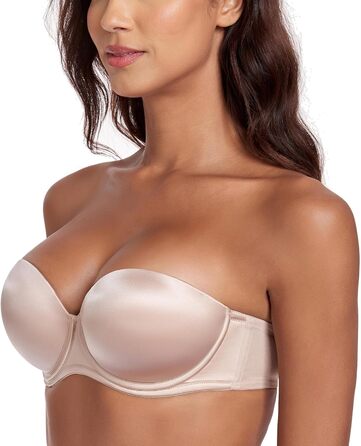 Бюстгальтер Lemorosy без бретелек з пуш-ап, великі розміри, сильний тримач, з підкладкою, мультивей, знімні бретелі, 85A, бежевий