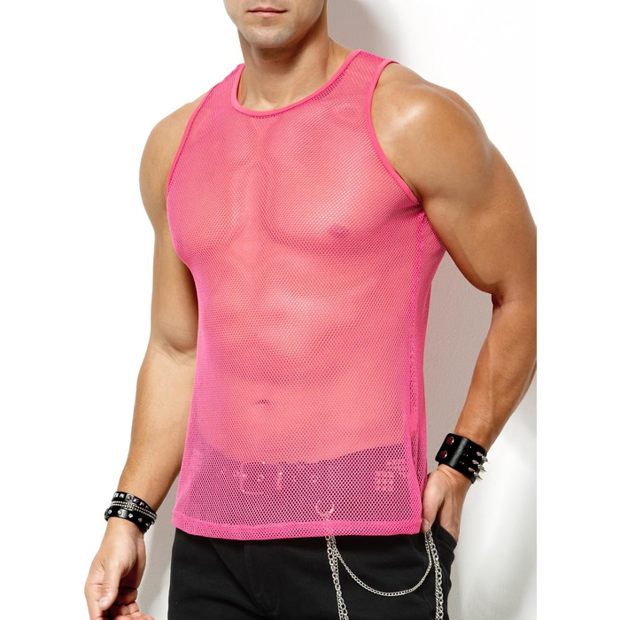 Чоловіча сітчаста майка Casey Herren Netz Tank Top з круглим коміром, Cubwear (L, рожевий A3)