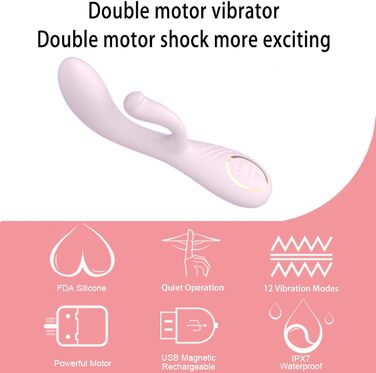 Вібратор для жінок та пар Sexspielzeug Rabbit, рожевий, 12 режимів, силікон