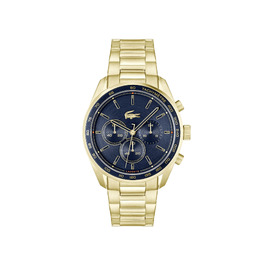 Чоловічий годинник Lacoste Chronograph Boston: кварцовий хронограф у золотисто-синьому кольорі з металевим ремінцем