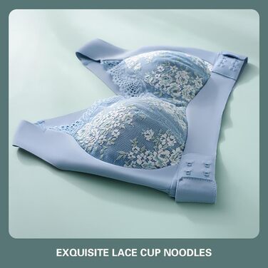 Бюстгальтер без кісточок Necalisi з застібкою на блискавці спереду, мереживний, з перехресним витонченням спини, синій, Push up, 42/95E