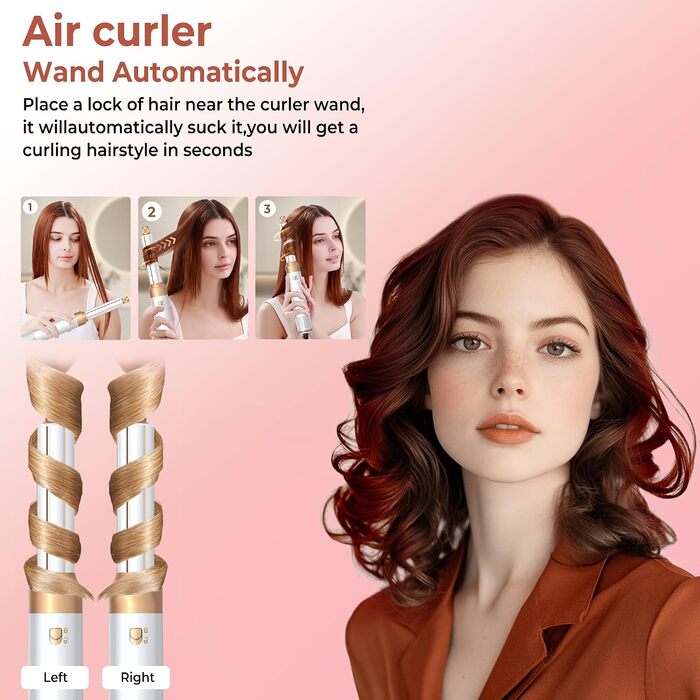 Мультистайлер для волосся 6 в 1 MogaWave Hairstyler Pro Airbrush: фен-щітка, автоматичний курлер та вирівнювач для об'єму, завивки та гладкості, бежевий