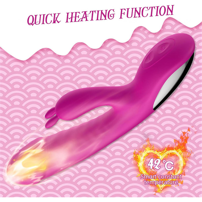 Вібратор G-Punkt Klassischer Rabbit з нагріванням, 10 режимів, тихий дildo для жінок (рожевий)