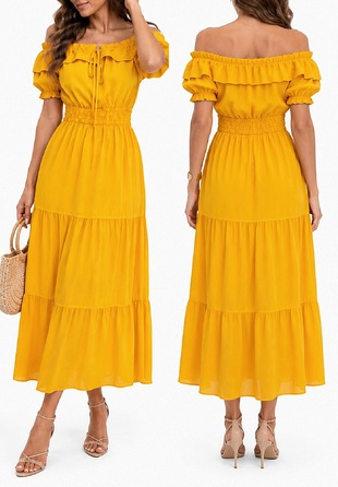 Жовта сукня maxi-хіспанка babydoll, елегантна, ХІТ XXL