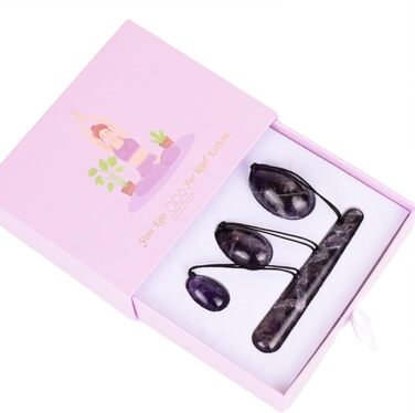 Набір Аметист Йоні-яйце та масажний м'яч для жінок. Йоні-яйце, масажер для вагінального здоров'я