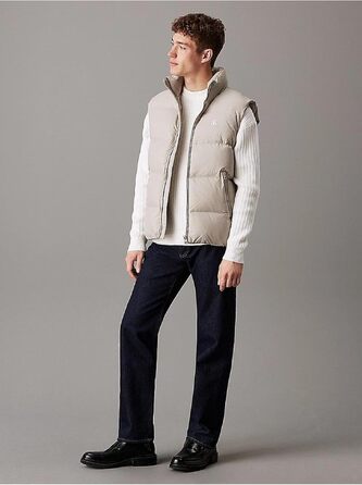 Чоловічий жилет Calvin Klein Essentials Down Vest стібаний, сірий (Flint Gray), розмір M