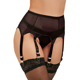 Гірчиця для панчіх Ohyeah Übergröße, мереживна, великий розмір з 6 ремінцями, кліпса для фіксації на стегнах, чорний, Medium-Large