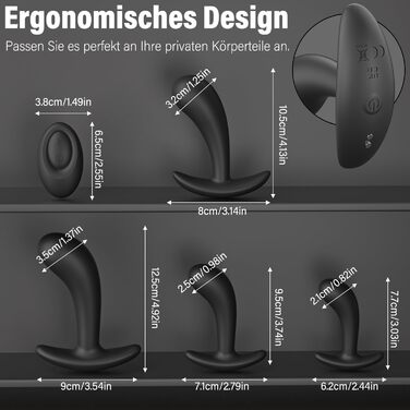 Набір анальних пробок Meeteel (4 шт) з силікону: 12 режимів вібрації, 3 розміри. Стимуляція простати для чоловіків та жінок