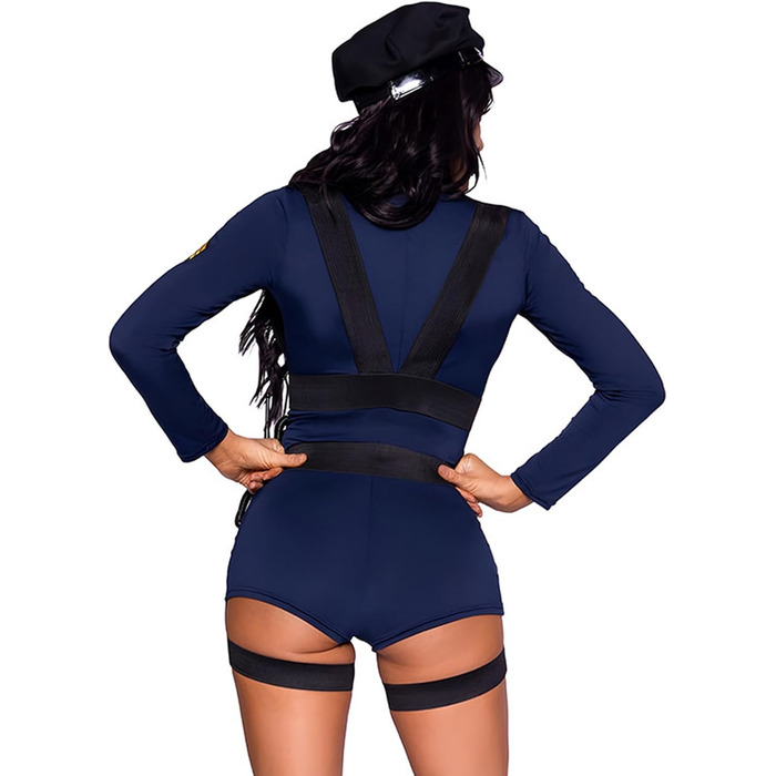 Костюм поліцейського BDSMLOVE: сексуальний блакитний набір для косплею, включає шапку, боді, ремінь, значок та імітатор рації