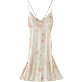 Нічна сорочка для жінок PBHGMGEBLV - сексуальна піжама з відкритим верхом та шлейками, біла, розмір M (52.5~60кг)