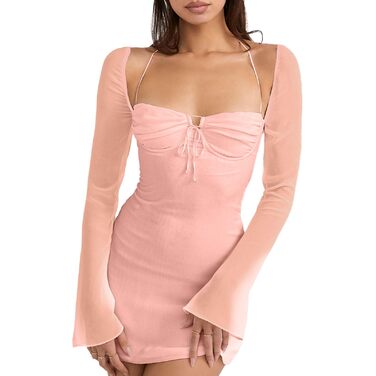 Сучасна жіноча блуза HIBHABY з довгим рукавом (XS, Рожева)