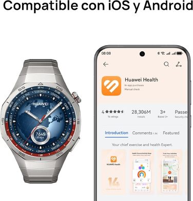 Смарт-годинник Huawei Watch GT 5 Pro 46mm Titanium: титановий корпус, ЕКГ, GPS, моніторинг здоров'я та спорту, Bluetooth-дзвінки, до 14 днів автономності, для iOS та Android