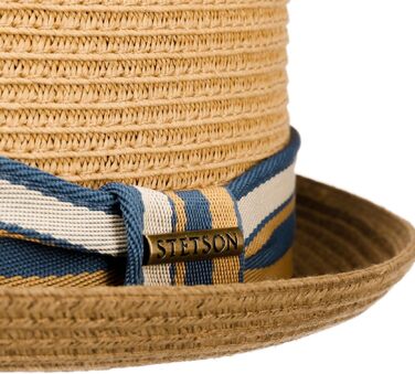Солом'яний капелюх Stetson Licano Pork Pie з UV-захистом 40+, унісекс, коричневий, розмір L, на весну та літо