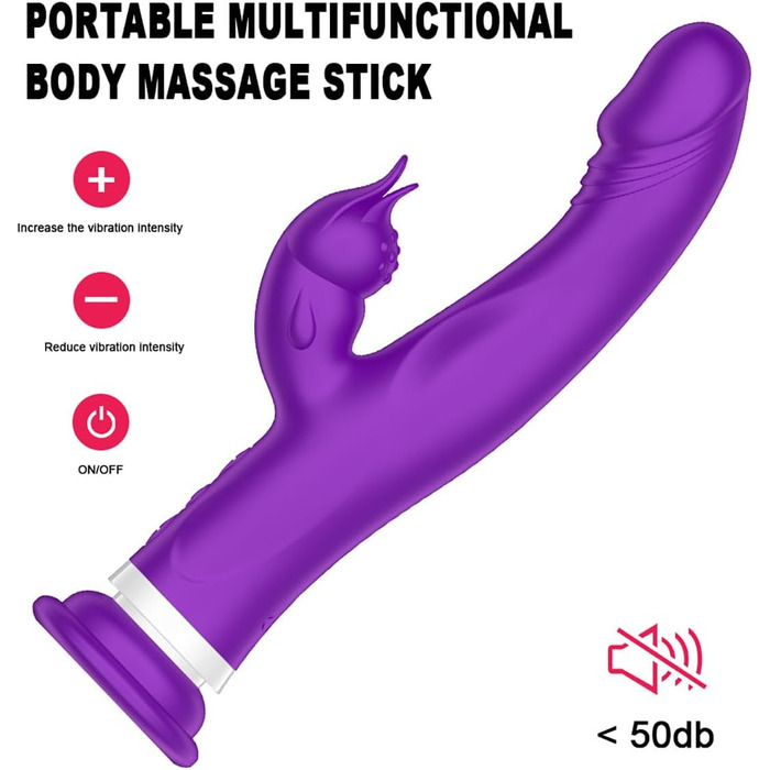 Вібратор JFRong 3-в-1 з присоскою та функцією нагріву для жінок, силікон, 10 режимів, тихий, стимулятор G-точки та клітора, еротична іграшка для жінок та пар, колір: фіолетовий