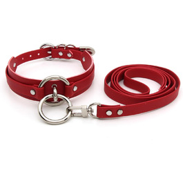 Чокер Lalatia з кільцем на шиї: стильна шкіряна шийна прикраса (червоний, срібло)
