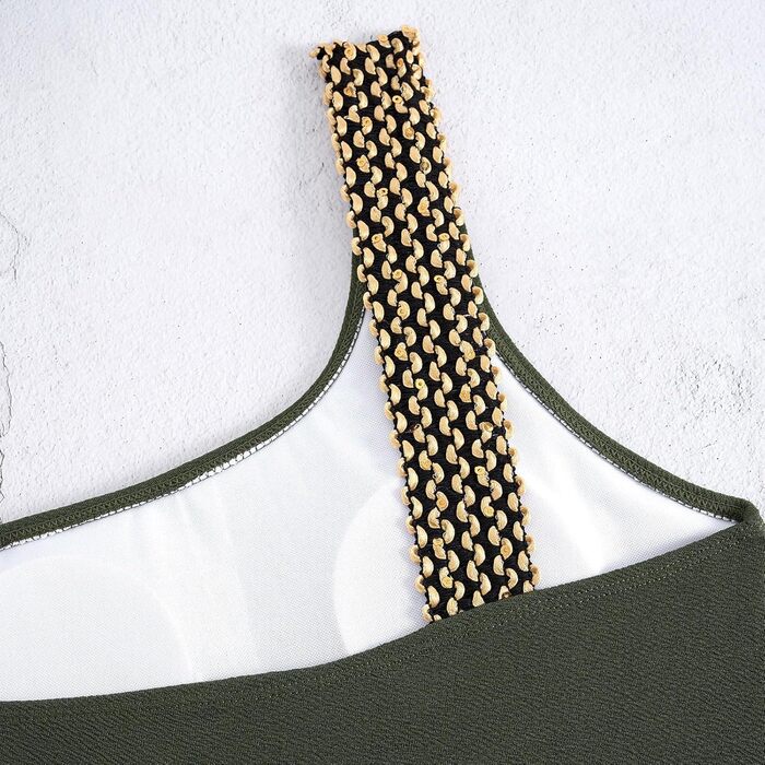 Купальник жіночий з вирізами Damen One Shoulder, чорний, з ефектом формування фігури, розмір L