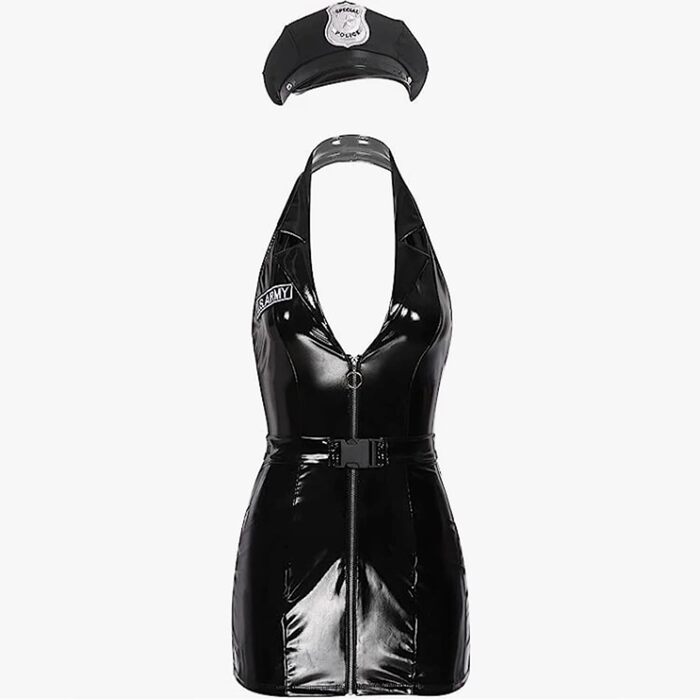 Костюм поліцейського 2-в-1 AZII для дорослих, сексуальний набір нижньої білизни, чорний, 3XL