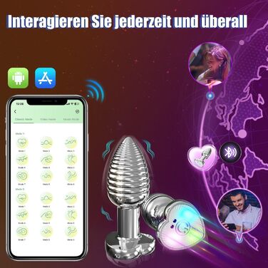 Вібратор для анусу з 9 режимами вібрації, стимулятор простати, для чоловіків та жінок (середній). Сердечко-підставка.