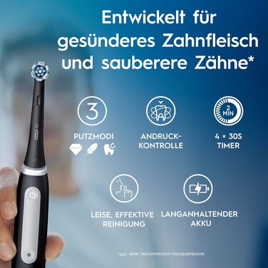 Електрична зубна щітка Oral-B iO Series 3 Matt Black: 3 режими чищення, набір з 4 насадок та чорним дорожнім футляром