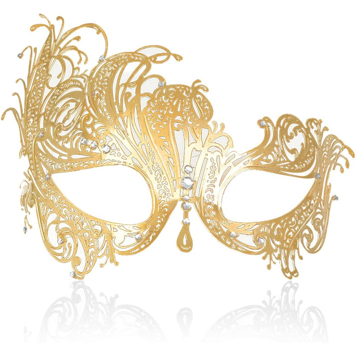 Маска для пар MYMENU, вечірня, з металу та стразів, у стилі Венеції, для прому та балу, золота