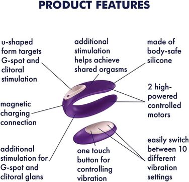 Vibrator для пар Satisfyer Double Plus з пультом дистанційного керування | 10 режимів вібрації, водонепроникний (IPX7)