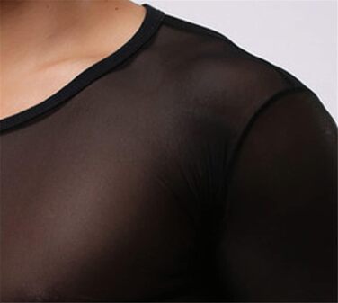 Чоловіча сексуальна прозора футболка з коротким рукавом, модна прозора білизна, футболка з сітки, прозора сорочка, нижня білизна, піжама, чорна, розмір M