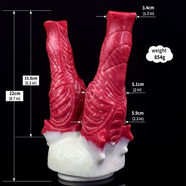 Двофалічний секс-іграшка Jixaxe з силікону, червона (для вагінальної та анальної стимуляції)