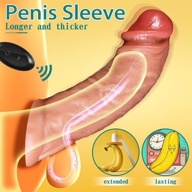 Вібратор для чоловіків, пеніс-манжета з 9 режимів вібрації, силіконовий, для пар, збільшення та подовження ефекту