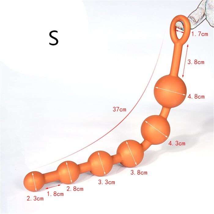 Анальні кульки з силікону Axcroo Extra Langer: набір з 6 кульок, стимулятор простати, анатомічний дилататор для жінок та чоловіків (42 см)