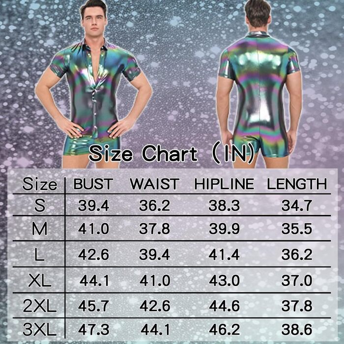 Чоловічий боді Landofgenie з металевим блиском, короткі рукави, комбінезон на бретелях (чорний, L)