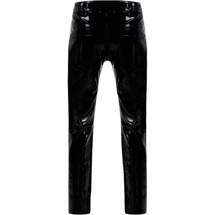 Чоловічі шкіряні лосини Wetlook з еластичною тканиною, обтягуючого крою, чорного кольору. Лосини з еластичною тканиною, обтягуючого крою, з кишенею, чорного кольору.