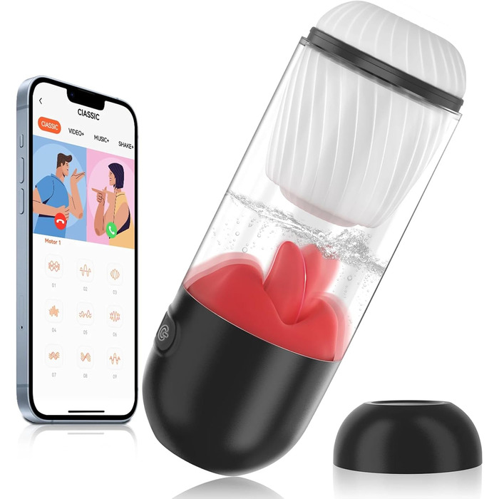 Електричний мастурбатор для чоловіків HXLXW з 9 рівнями вібрації та 360° змащуванням, стимулятор головки з керуванням через додаток, секс-іграшки для чоловіків