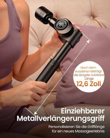 Перкусійний масажер Napre Massage Gun з функцією підігріву та охолодження, складаний масажний пістолет для тіла, спини та плечей, 32 рівні швидкості, 5 кутів нахилу, Gloss Black