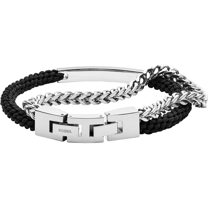 Чоловічий годинник Fossil Vintage Casual зі сталевим та шкіряним ремінцем, чорно-сріблястий