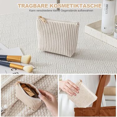 Жіноча сумка-шопер з тканини (Khaki): велика пляжна сумка та маленька косметичка на блискавці, універсальна сумка через плече для роботи, навчання, спортзалу та подорожей