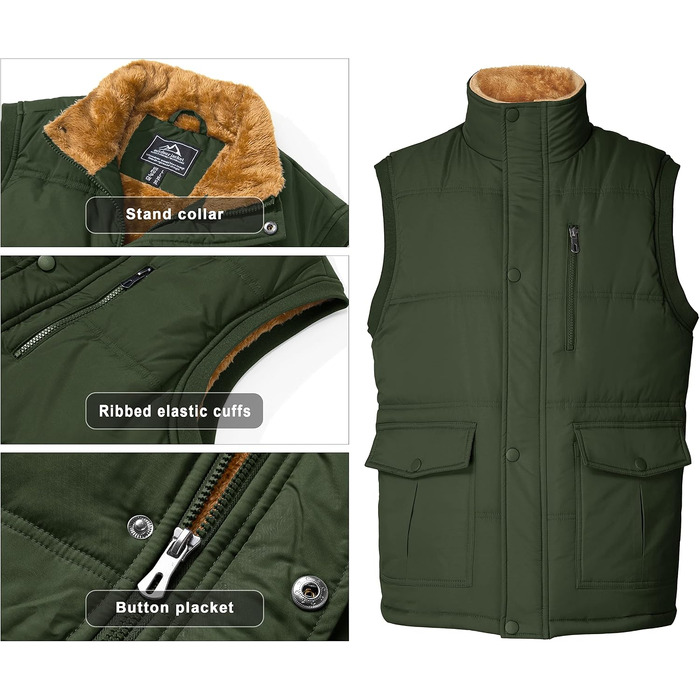 Чоловічий флісовий жилет MAGCOMSEN для активного відпочинку, терможилет Outdoor (XXL, армійський зелений)