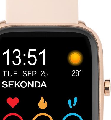 Смарт-годинник Sekonda Motion Plus 36 мм з рожевим силіконовим ремінцем, колір рожеве золото, 30224