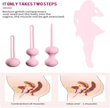 Силіконові кегелеві м'ячики для тренування та зміцнення м'язів тазового дна - 3 шт. Безпечні для жінок, вагінальний масажер