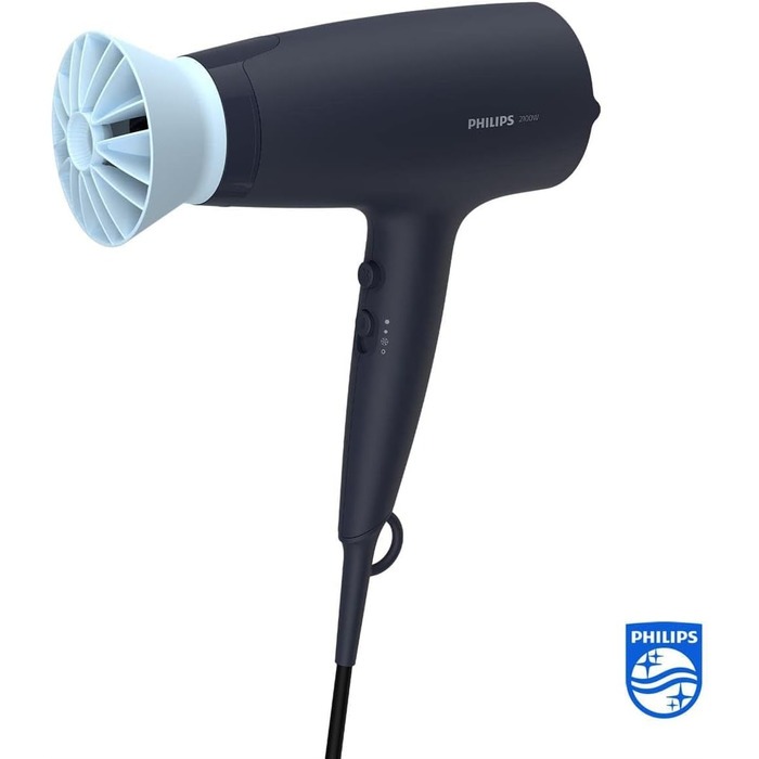 Фен для волосся Philips Series 3000 BHD360/20 з функцією іонізації, ThermoProtect, 2100 Вт, чорний (дифузор для об'єму в комплекті)