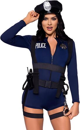 Костюм поліцейського BDSMLOVE: сексуальний блакитний набір для косплею, включає шапку, боді, ремінь, значок та імітатор рації