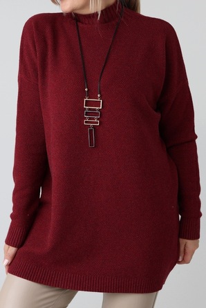 Жіночий світшот FEMIMODA oversize червоного кольору, довжиною до середини стегна, розмір 44/46