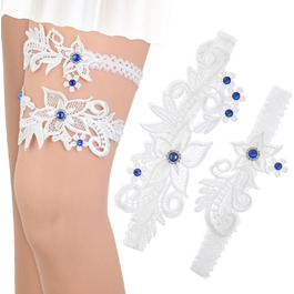 Елегантні мереживні стрічки для нареченої на весілля JiEYAO (2 шт.) з камінням, блакитні, аксесуари для весілля, подарунок для дружки нареченої
