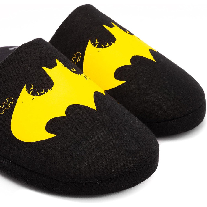 Чоловічі домашні капці DC Comics Batman Dark Knight з жовтим логотипом, чорні, розмір 45/46 EU