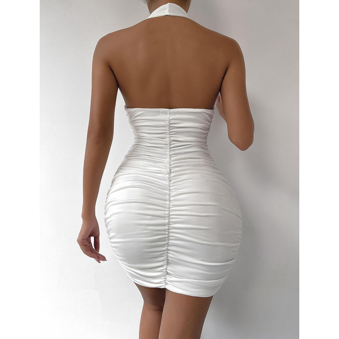 Сукня міні Partykleid Daen біла з вирізами, облягаюча, на бретельках, для вечірок та клубів (XS-L)