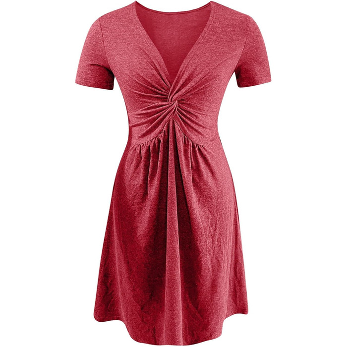 Елегантна жіноча сукня Soerkleid з V-подібним вирізом, А-силуету, рожева, розмір XXL — літня пляжна сукня з високою талією та вузлом