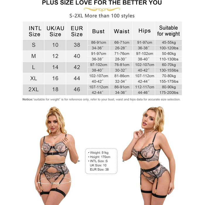 Сексуальна спідня білизна Ohyeahlady для жінок: комплект бюстгальтера та трусиків Push Up з мереживом та шнурівкою. Чорний боді з бюстгальтером та трусиками.