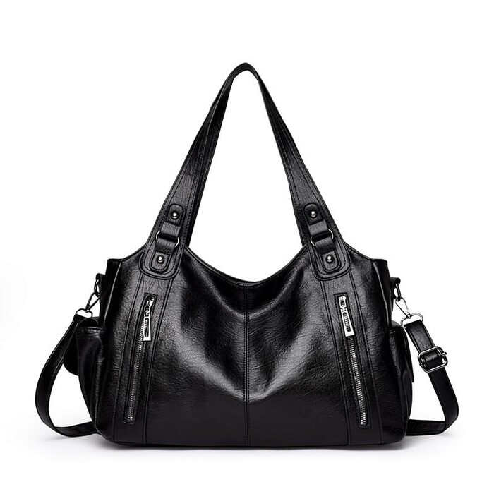 Жіноча сумка-шопер GSenhui Vintage City Bag: велика сумка на плече з екошкіри в панк-стилі для подорожей та міста, чорна